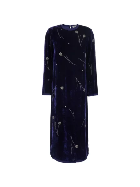Rochie midi Forte_forte de catifea albastru