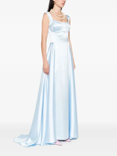 Rochie maxi Atu Body Couture din satin de costum albastru