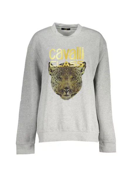 Hanorac crewneck Cavalli Class cu decolteu rotund gri