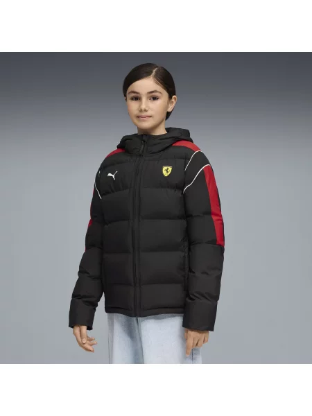 PUMA Młodzieżowa kurtka puchowa Scuderia Ferrari Sportswear Odzież czarny