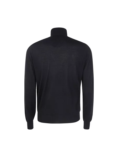 Lniany sweter z golfem Filippo De Laurentiis czarny