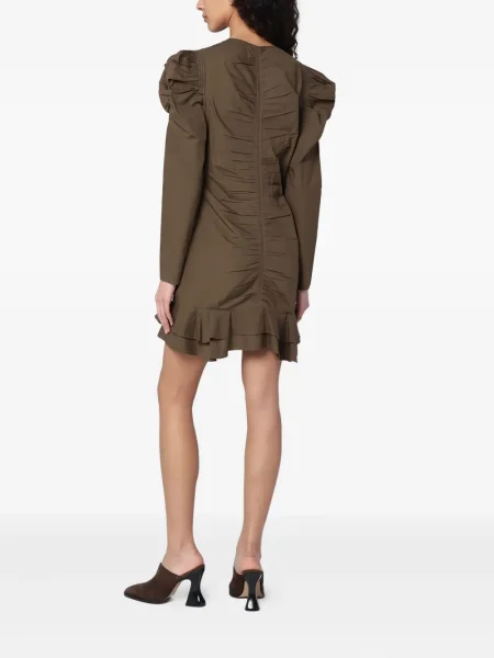 Rochie mini Marant Etoile cu volane de costum maro