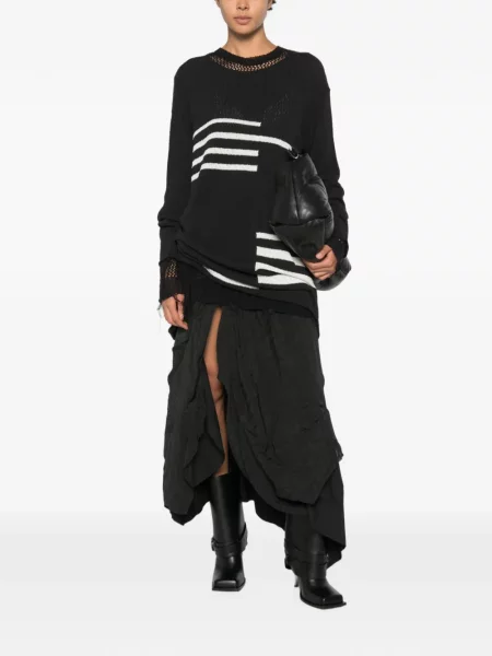 Džemper Yohji Yamamoto s izlizanim efektom crna