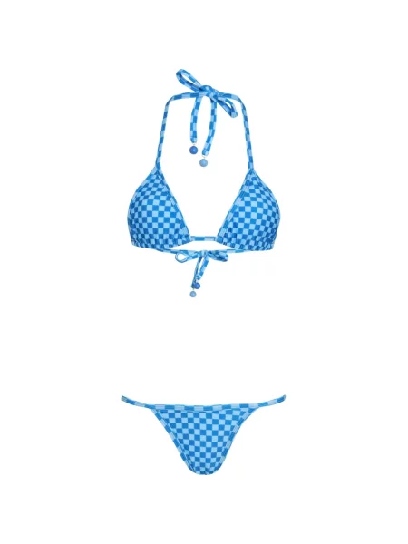 Bikini Amir Slama w kratkę z koralikami niebieski