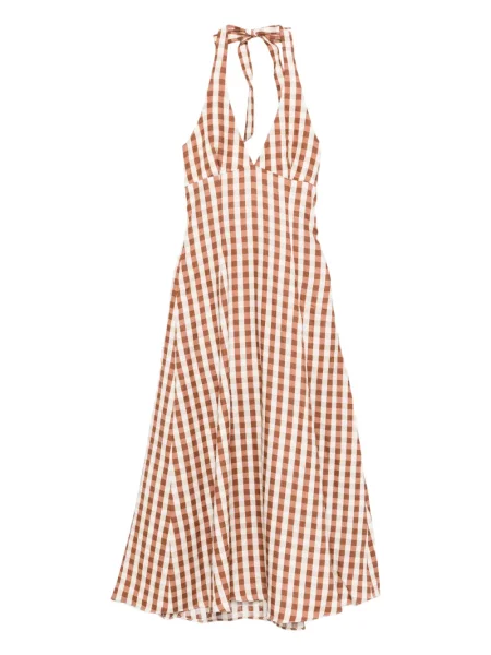 Rochie midi Faithfull The Brand până la genunchi cu gât halter de costum maro