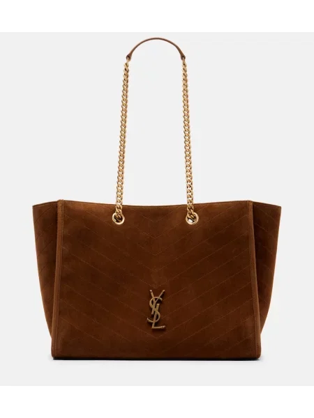 Geantă shopper Saint Laurent din piele de căprioară bej