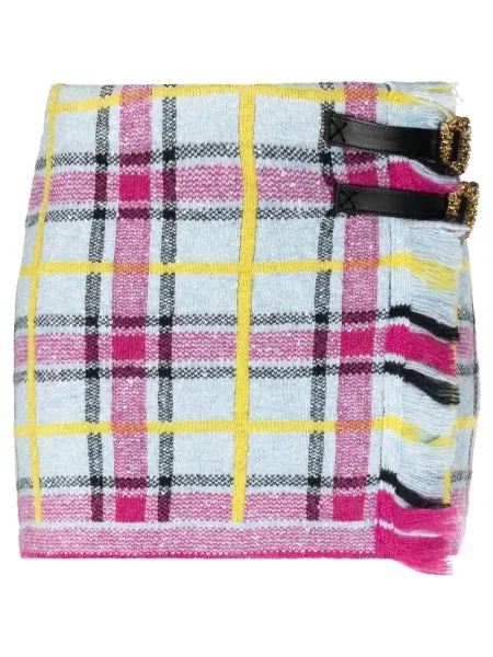 Mała spódnica mini Cormio wełniana w kratkę niebieska