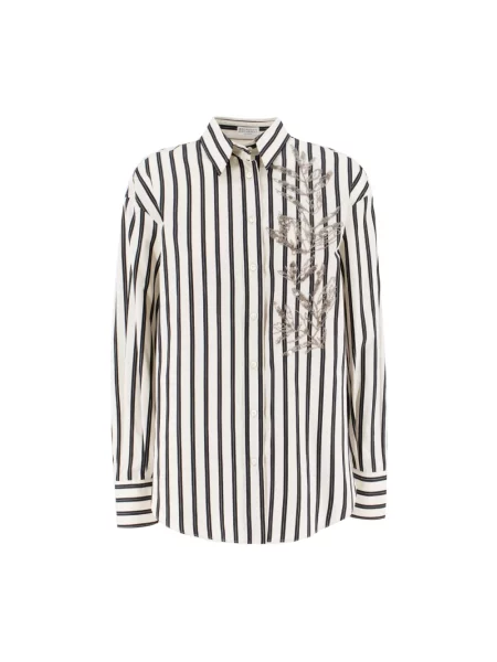 Wielobarwność jedwabna koszula Brunello Cucinelli elegancka biała