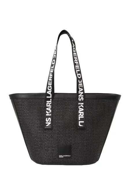 Karl Lagerfeld Jeans kabelka typu shopper dámska pletená čierna