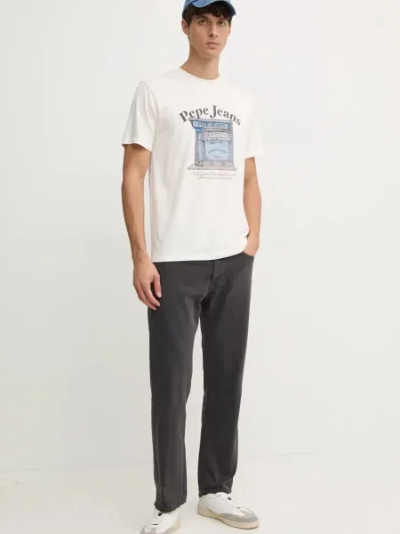 Футболка Pepe Jeans AGGO з принтом бежевий