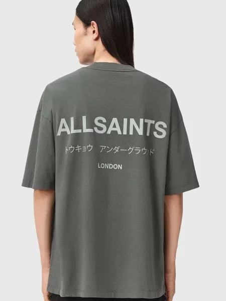 Однотонная футболка Allsaints черная