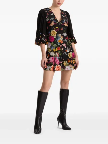 Rochie mini Alice + Olivia cu model floral de costum negru