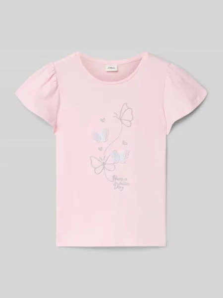 T-shirt o kroju regular fit z czystej bawełny S.oliver Red Label różowa