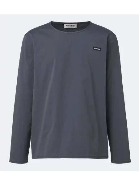 Tricou Miu Miu din poplin gri