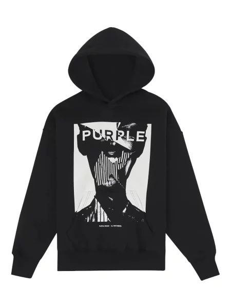 Hanorac cu glugă Purple Brand cu imagine negru