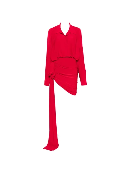 Rochie mini Norma Kamali cu funde asimetrică drapată roșu