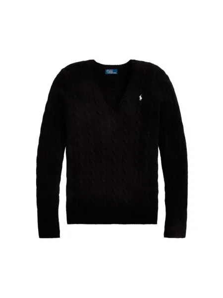 Sweter Polo Ralph Lauren z kaszmiru z dekoltem w serek czarny