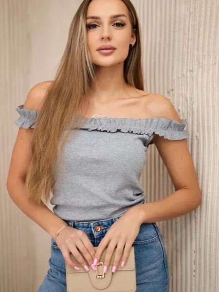 Top Kesi z falbankami szary