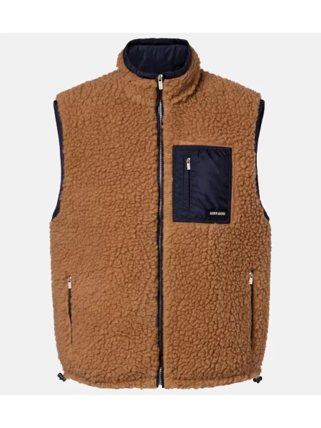 Kamizelka puchowa Miu Miu wełniana teddy brązowa