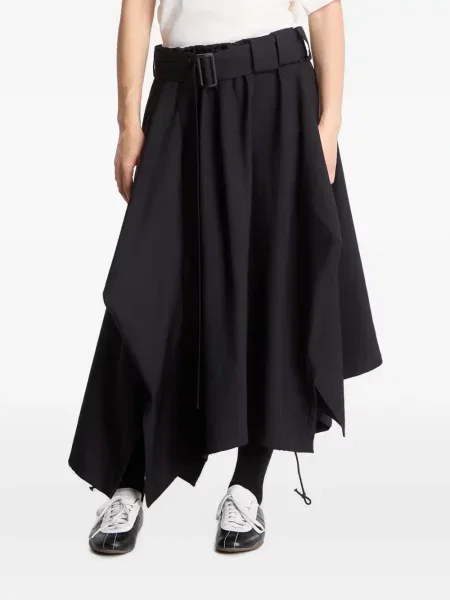 Fustă midi Y-3 asimetrică negru