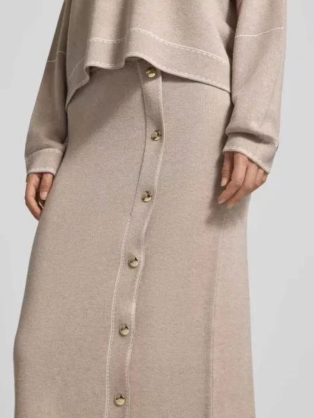 Spódnica midi z mieszanka z dodatkiem jedwabiu model Gonna Maglia' Liu Jo Sport beżowa
