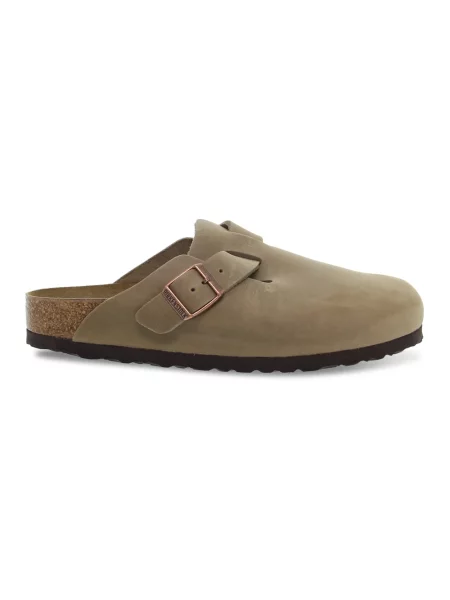 Birkenstock klapki nubukowe Boston brązowy beżowe