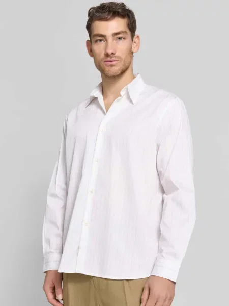 Koszula casualowa o kroju relaxed fit z czystej bawełny model GEORGE' Selected Homme biała