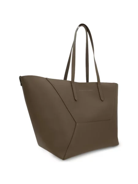 Geantă Brunello Cucinelli cu imprimeu geometric maro