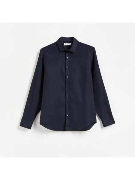 Reserved Košile slim fit z egyptské bavlny tmavomodrá