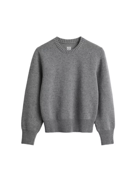 Sweter Toteme z wełny merino z okrągłym dekoltem szary