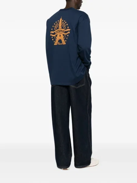 Lung tricou Kenzo cu imagine albastru