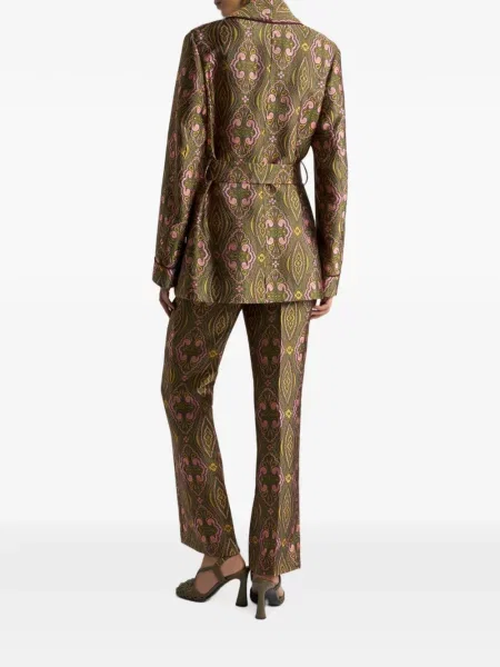 Cu centură geacă Etro cu model floral din jacard verde