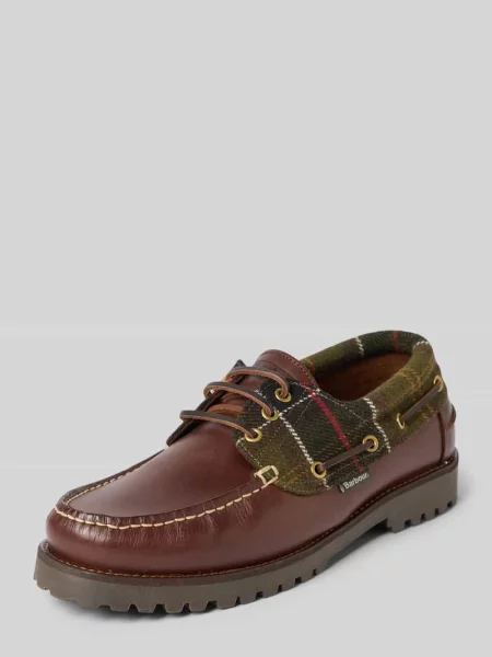 Barbour mokasyny skórzane Deck brązowe