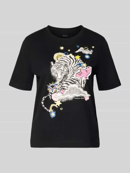 T-shirt z rękawem Marc Cain czarna