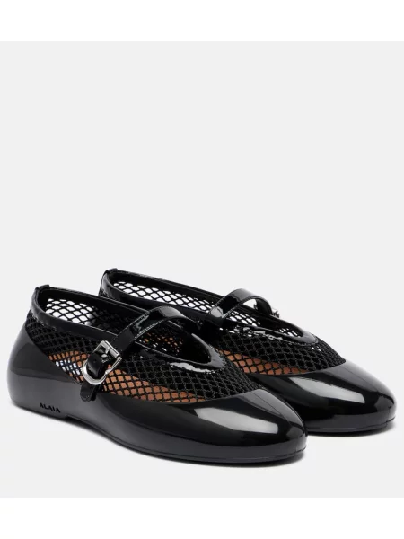 Balerini Alaïa din piele de plasă negru