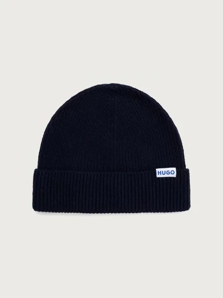 HUGO Blue beanie pentru bărbați cu lână albastru