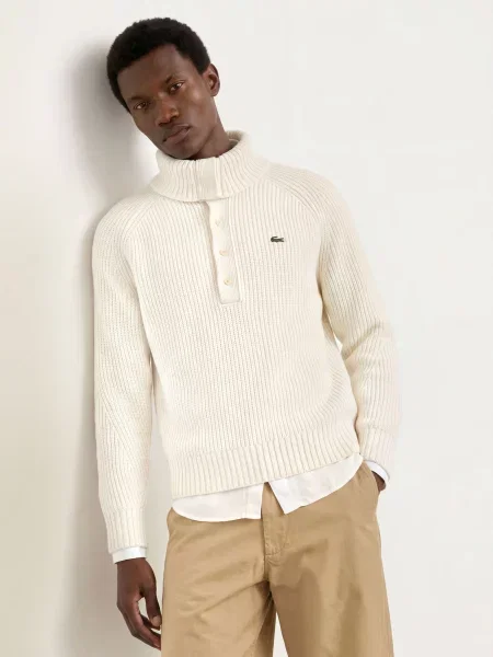 Lacoste Sweter weiss beżowy