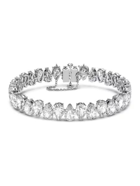 Swarovski Akcesoria Kobieta Szary ONE SIZE Bransoletka z Kryształami w Kształcie Kropli biała