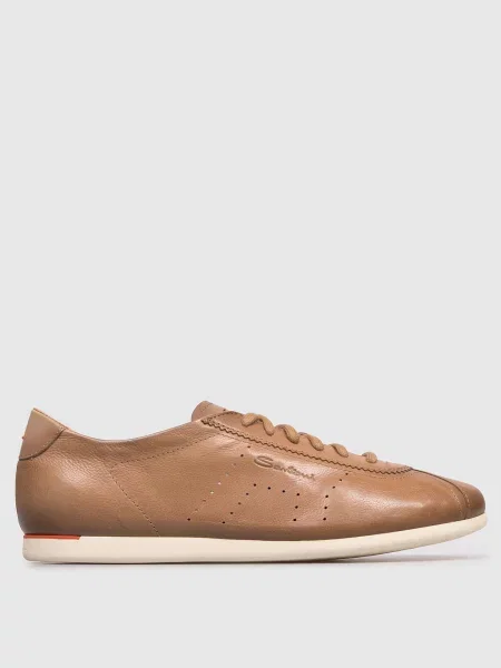 Шкіряні кросівки з тисненням логотипа Santoni коричневі