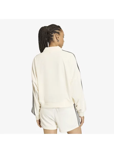 Frotir polo majica Adidas Originals z V-izrezom z dolgimi rokavi bela