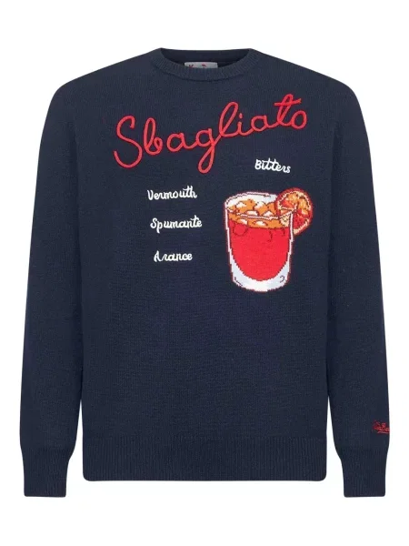 Pulover Mc2 Saint Barth cu broderie albastru