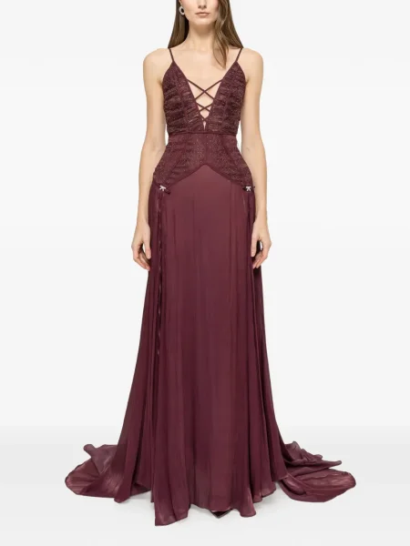Rochie maxi Nissa din șifon de costum roșu