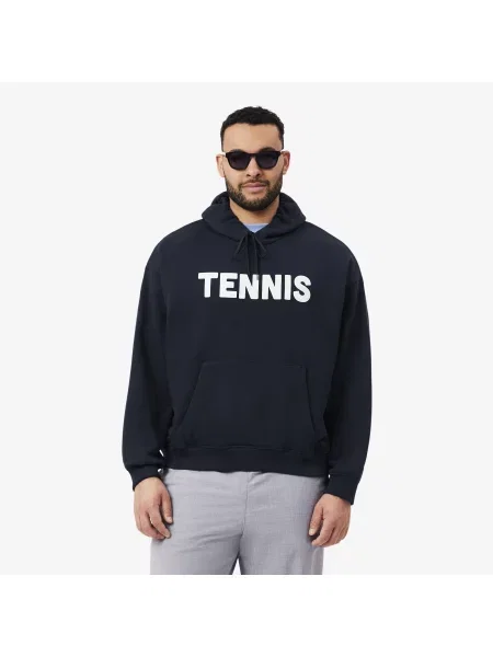 Lacoste Bluza Z Kapturem Z Nadrukiem Tenisowym czarny