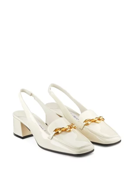 Lakierowana czółenka Jimmy Choo skórzana z otwartą piętą biała