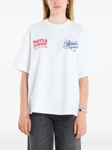 Футбол тениска с дълъг ръкав Adidas на райета мъниста бяло