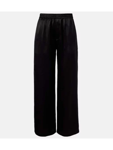 Pantaloni Saint Laurent din satin negru