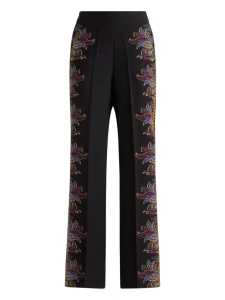 Pantaloni Etro cu model paisley negru