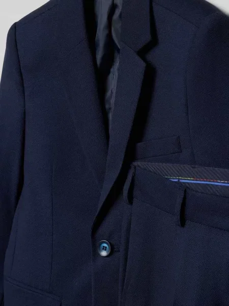Garnitur o kroju slim fit z domieszką Standar granatowy