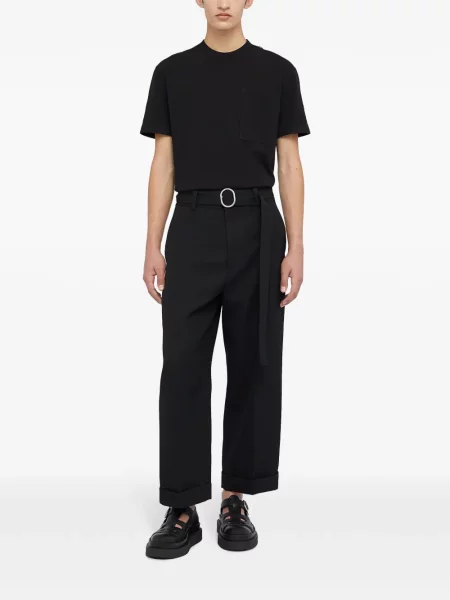 Marškinėliai Jil Sander apvaliu kaklu juoda