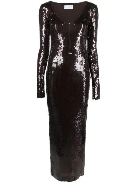 Rochie maxi 16arlington cu paiete de costum maro